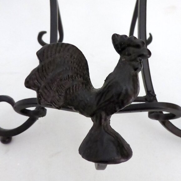 NEW ROOSTER CHICKEN BLACK CAST IRON COOKBOOK RECIPE STAND EASEL HOLDER - Picture 2 of 8